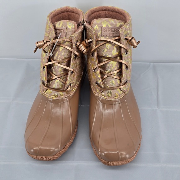 Sperry Womens Size 8 Top-Sider Saltwater Leojac Rose Gold Pink Duck Boots NWOB - Picture 2 of 7